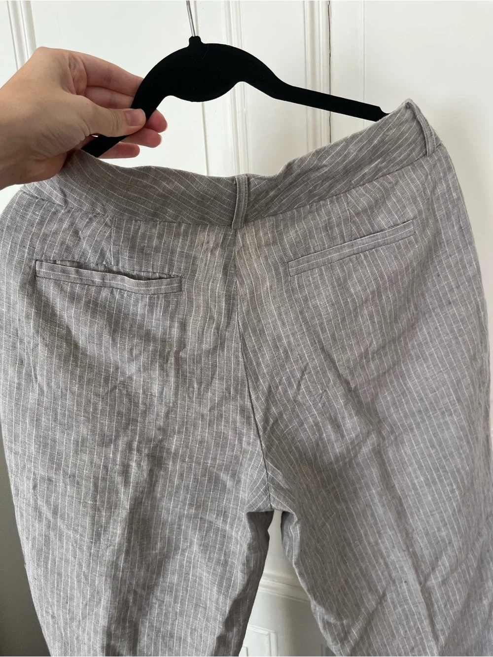 Banana Republic Grey Linen Martin Fit Wide Pants Trousers